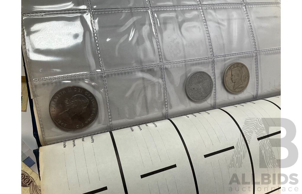 Collection of International Coins and Notes Including Two Australian Two Dollar Notes 1979 Knight/Stone, 1983 Johnston/Stone, Coin Album of USA, Singapore, Germany, Philippines, Fiji, Assortment of Coins - Approximately 1.3 Kilograms
