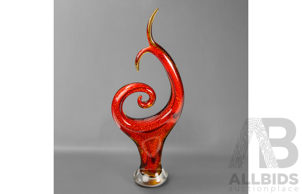 Large Hand Blown Sommerso Glass Sculpture