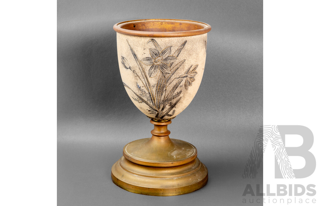 Vintage Ceramic and Copper Single Stemmed Chalice