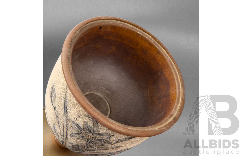 Vintage Ceramic and Copper Single Stemmed Chalice