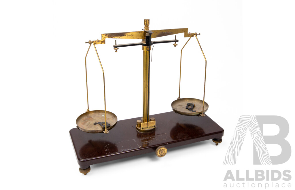 Set of Vintage Brass Balance Scales by Griffin & Tatlock