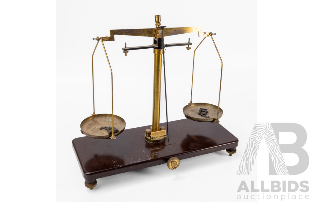 Set of Vintage Brass Balance Scales by Griffin & Tatlock