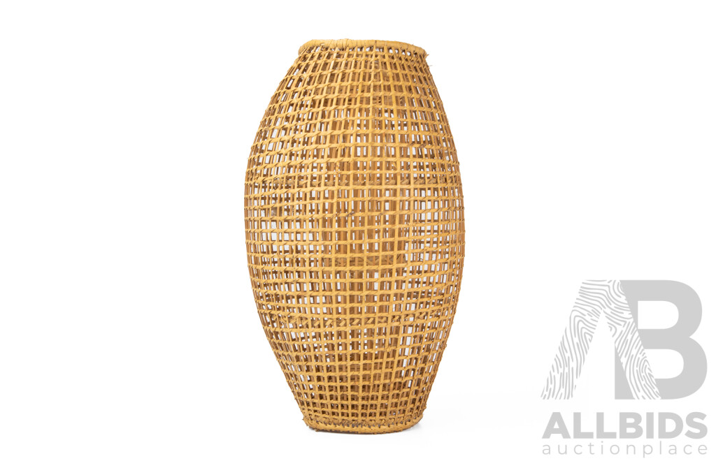 Vintage Cane Hand Woven Fish Trap Basket