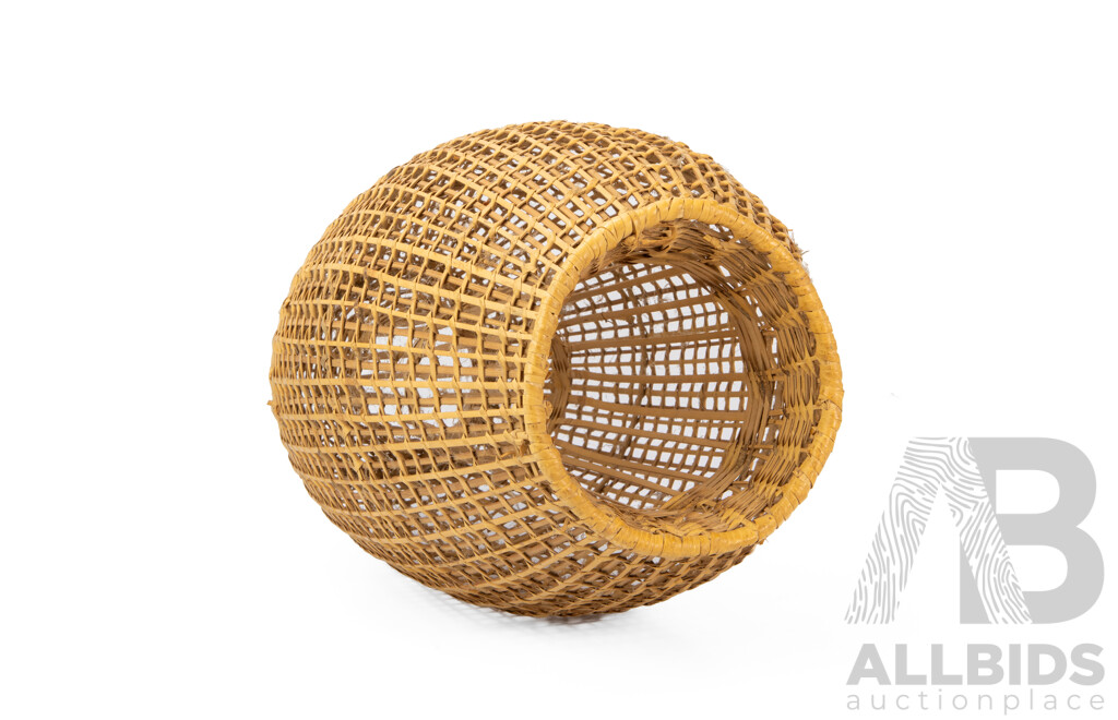 Vintage Cane Hand Woven Fish Trap Basket
