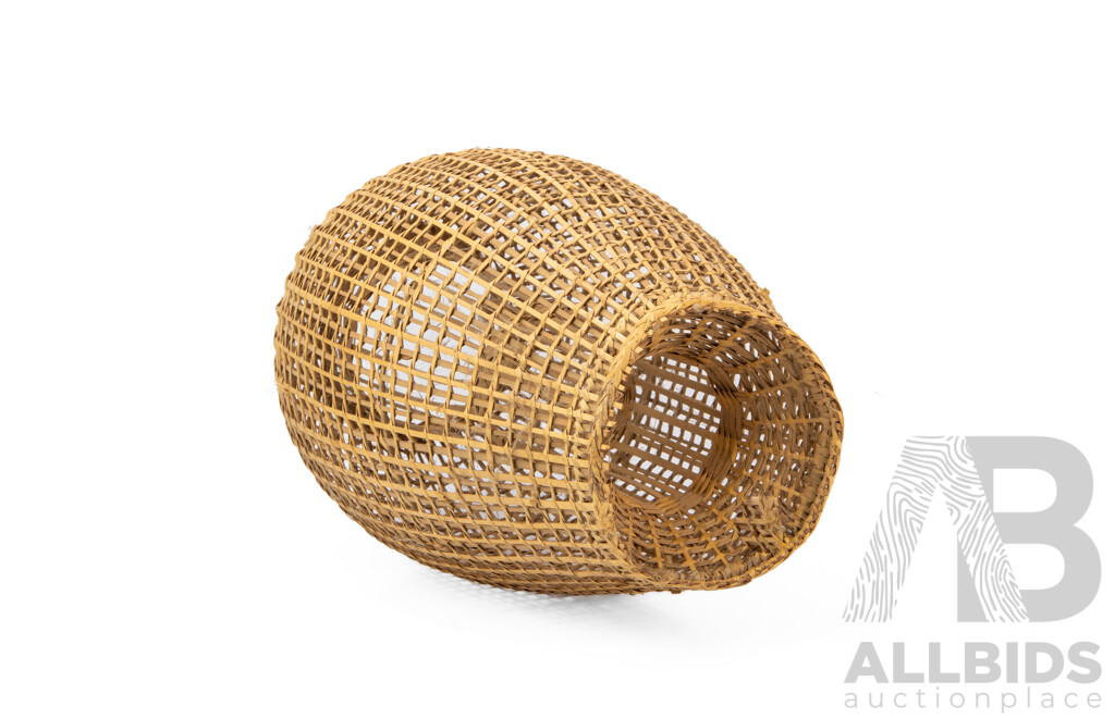 Vintage Cane Hand Woven Fish Trap Basket