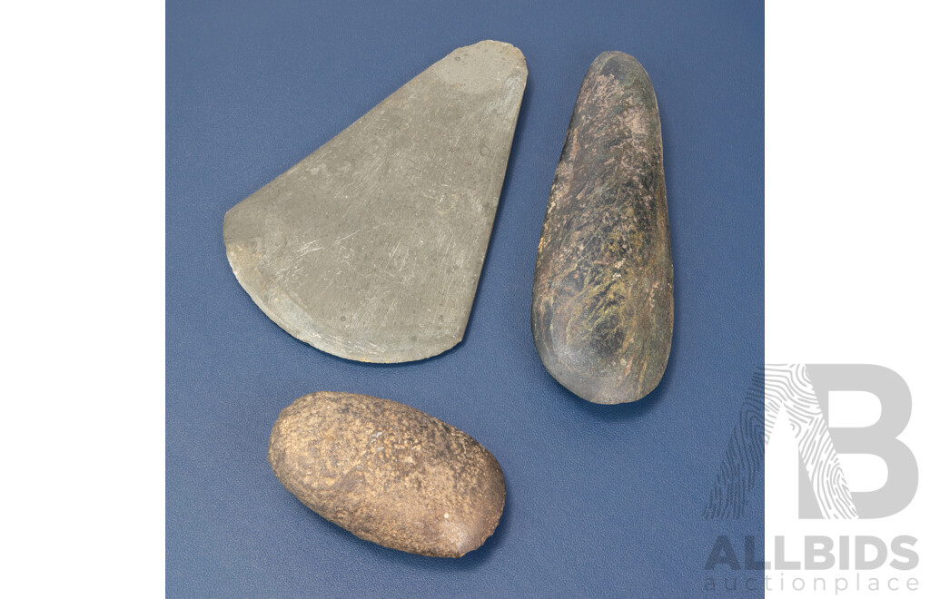 Collection of Three Vintage P.N.G Hand Held Axe Heads
