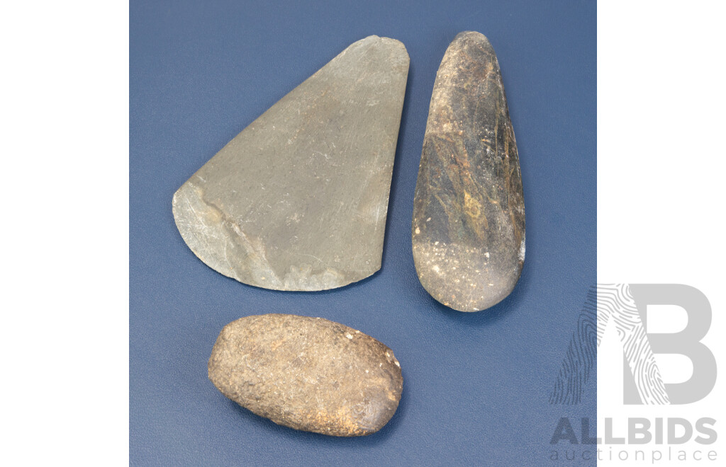 Collection of Three Vintage P.N.G Hand Held Axe Heads