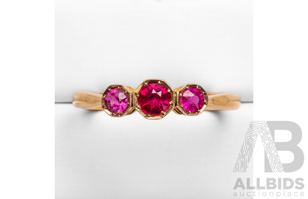 Vintage 15ct Rose Gold & Ruby Ring - Size R