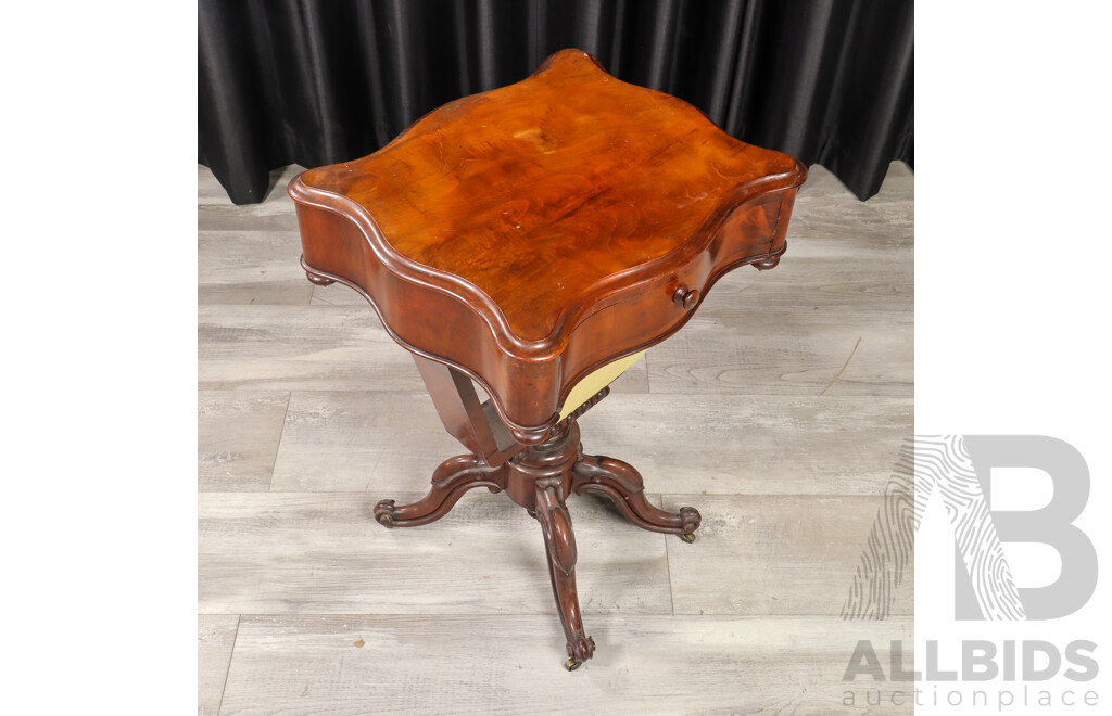 Victorian Mahogany Pedestal Sewing Box