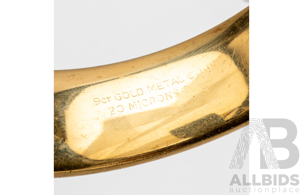 9ct Yellow Gold Lined Hinged Bangle