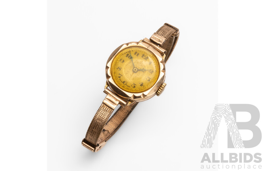 Vintage Swiss Made 9ct Rose Gold Manual Hand Wind Watch - 28292