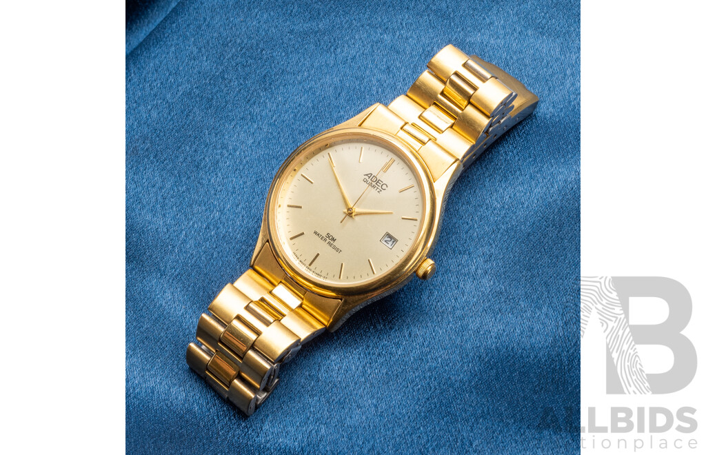 Vintage Adec Quartz Gold Tone Watch - 6B10-R02912