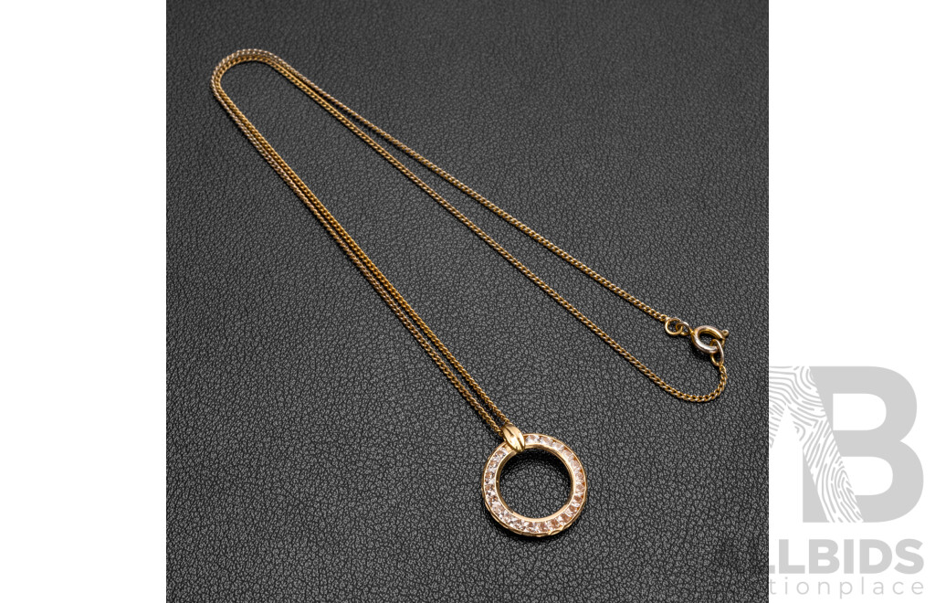 925 Sterling Silver Ring & Earrings, Gold Tone Necklace & Cubic Zirconia Pendant - Lot of 3