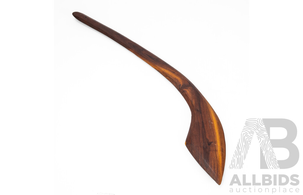 Vintage Mulga Wood Hand Carved Hooked Axe Marked 'Roy Barker Woganurra'