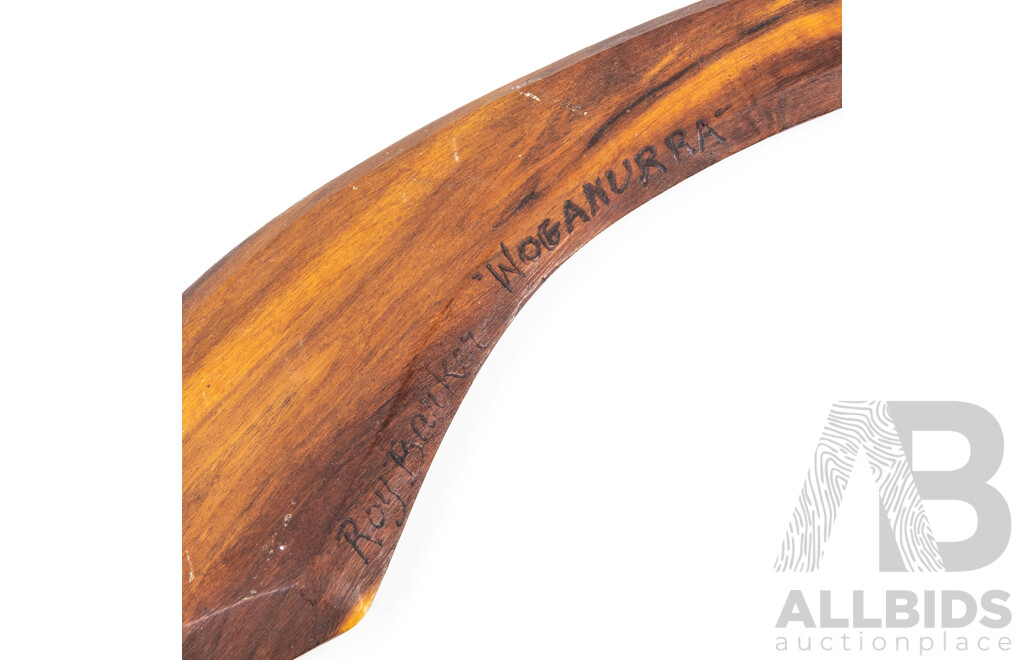 Vintage Mulga Wood Hand Carved Hooked Axe Marked 'Roy Barker Woganurra'