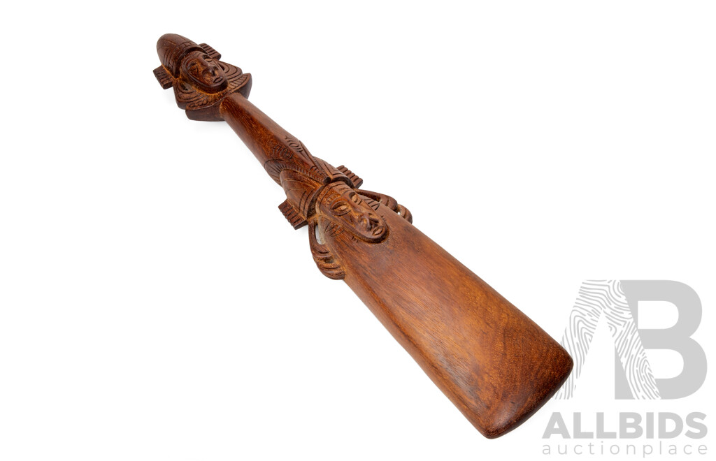 Vintage P.N.G Hand Carved Scoop with Detailed Figurative Handle