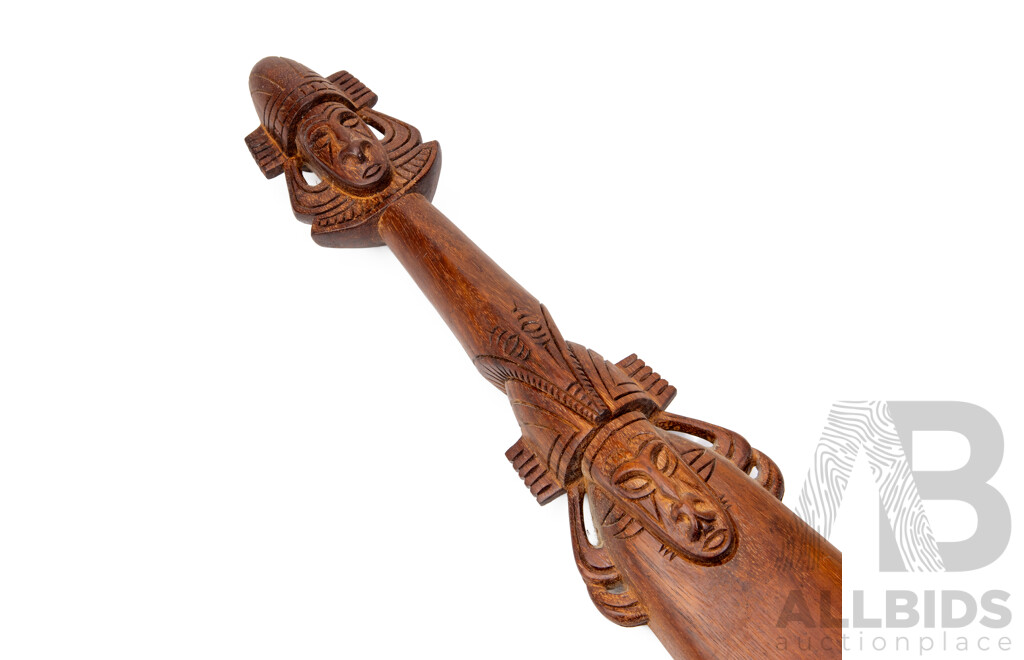 Vintage P.N.G Hand Carved Scoop with Detailed Figurative Handle