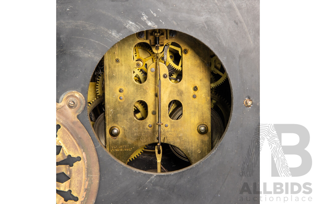 Late 19th Century Black Slate and Verte Marble Mantle Clock