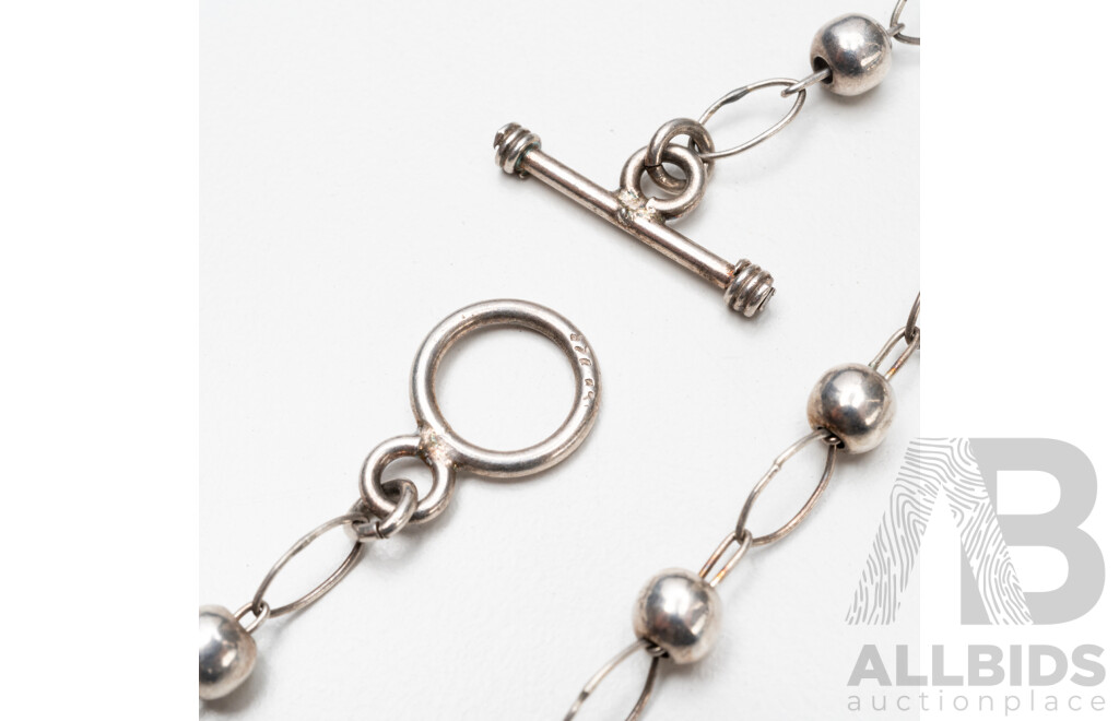 Vintage 925 Sterling Silver Fancy Link Long Necklace. Length - 143cms