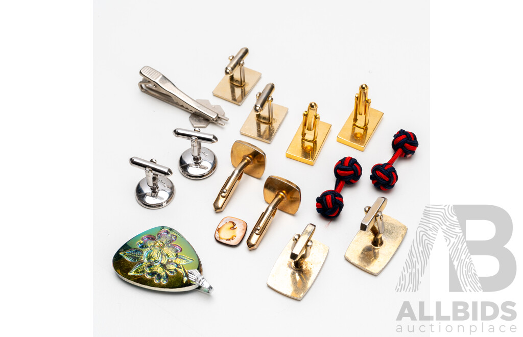 Collection of Cufflinks, Pendants & Tie Clip - Lot of 8