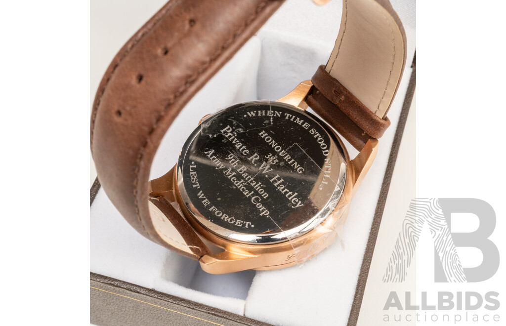 Rose Gold Tone Gallipoli Diggers Watch From the Bradford Exchange