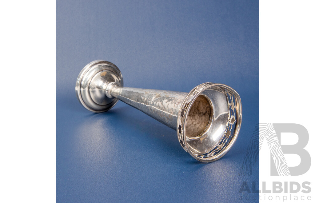 Antique Sterling Silver Hammer Finish Vase, Walker and Hall, Birmingham, 1913