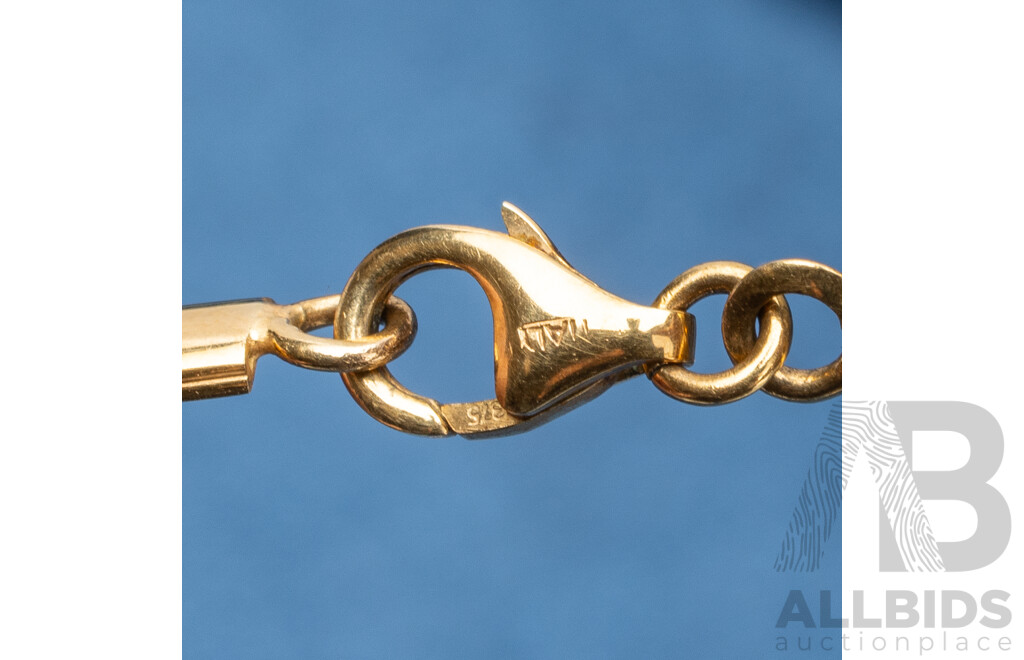 9ct Yellow Gold Omega Link Necklace. Length - 45cms