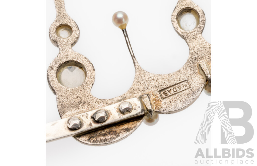 Handmade 925 Sterling Silver, Moonstone & Pearl Tiara by John Nadas - 54g