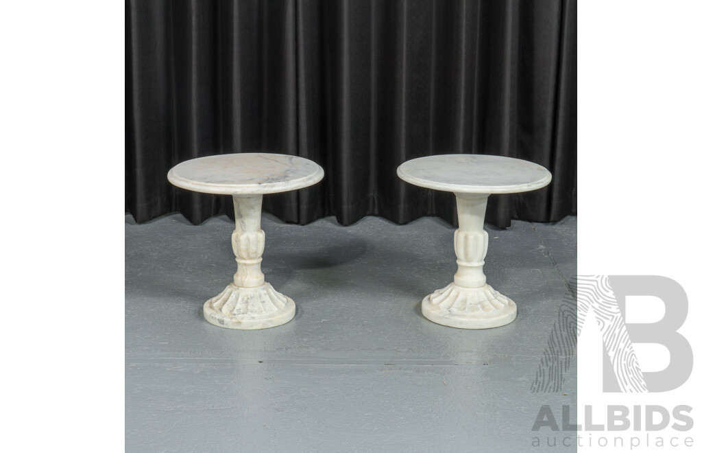Pair of Matching Vintage Marble Side Tables