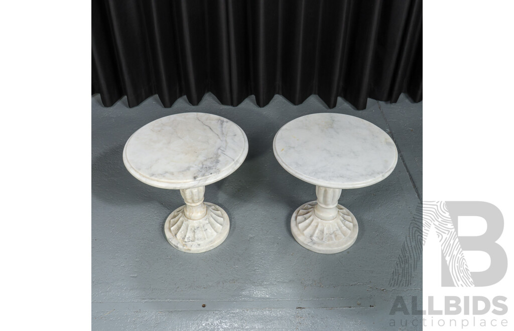 Pair of Matching Vintage Marble Side Tables
