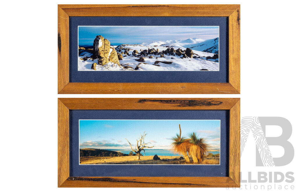 Michael Scott Lees (20th Century, Australian), Lake George, Bungendore NSW & Kosciuszko National Park, NSW, Pair of Original Colour Photographs, 23H x 47W cm (frames) (2)