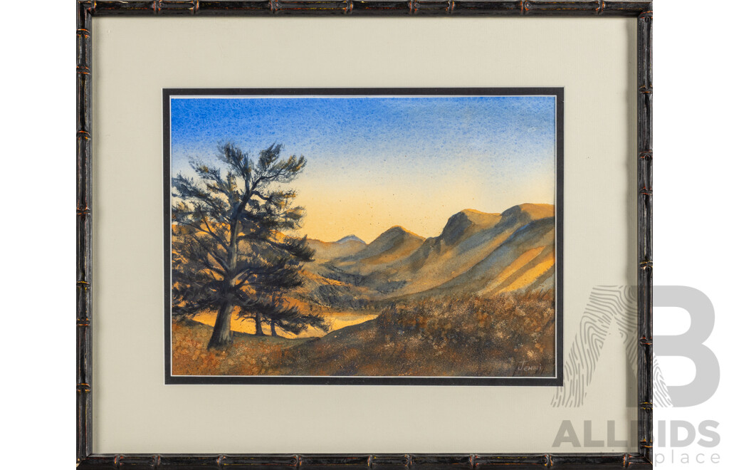 Jenni Warren (20th Century, Australian), Evening Glow, Original Watercolour, 43H x 53W cm (frame)