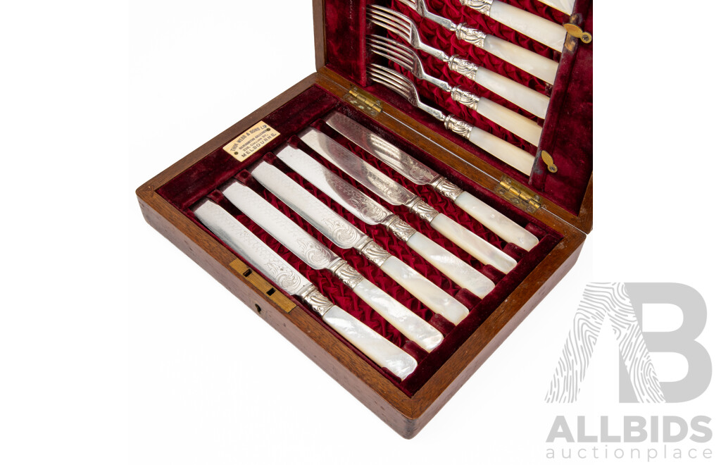 Antique Boxed Knife and Fork Set by Thomas Webb & Sons Silversmiths Galleries