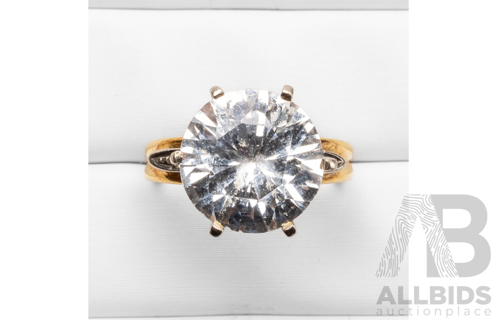 Vintage 18ct Yellow Gold & White Sapphire Trilogy Ring - Size L