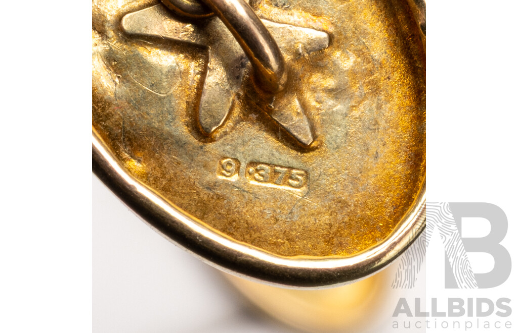 Vintage 9ct Yellow Gold Engraved Cufflinks, Birmingham C.1910 - 2.98gms