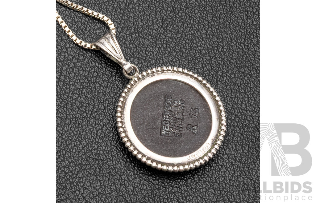 Vintage 925 Sterling Silver Necklace & Black Basalt Pendant. Length - 71cms