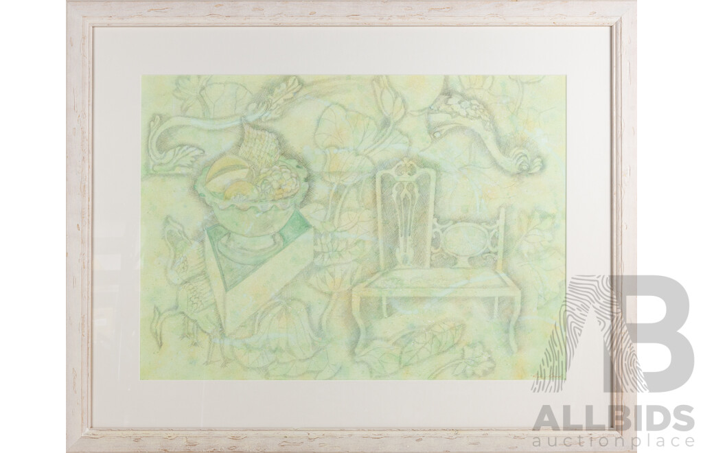 Lesley Band (20th Century), Echoes in the Garden, Original Pencil & Mixed Media, 72 x 91 cm (frame)