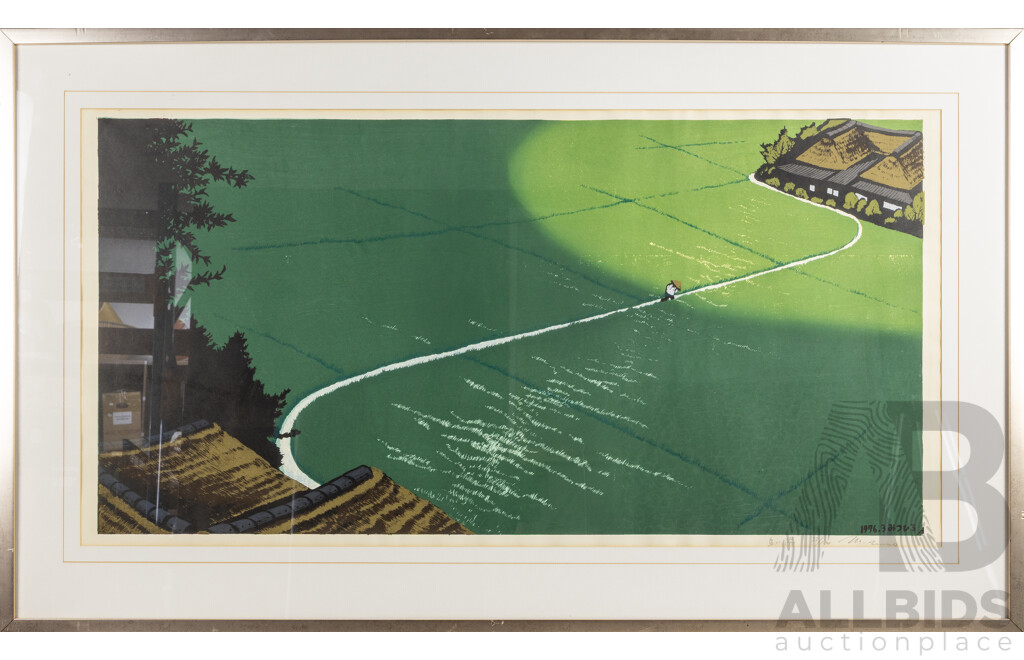Mitsuhiro Unno (20th Century, Japanese, 1939-1979), Heading Home (1976), Limited Edition & Signed Original Colour Woodblock, 73 x 123 cm (frame)