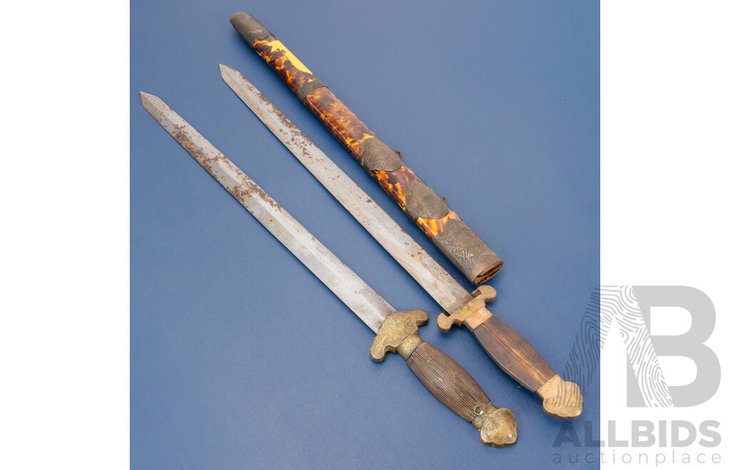 Late 19th Century Chinese Jian Sword in Tortoiseshell Scabbard