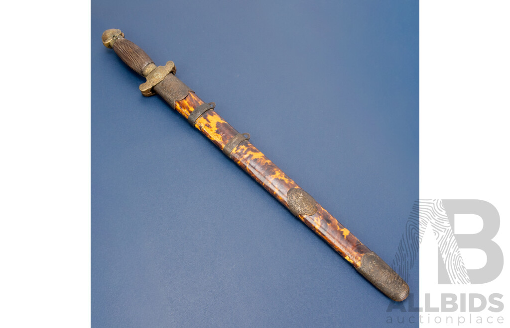 Late 19th Century Chinese Jian Sword in Tortoiseshell Scabbard