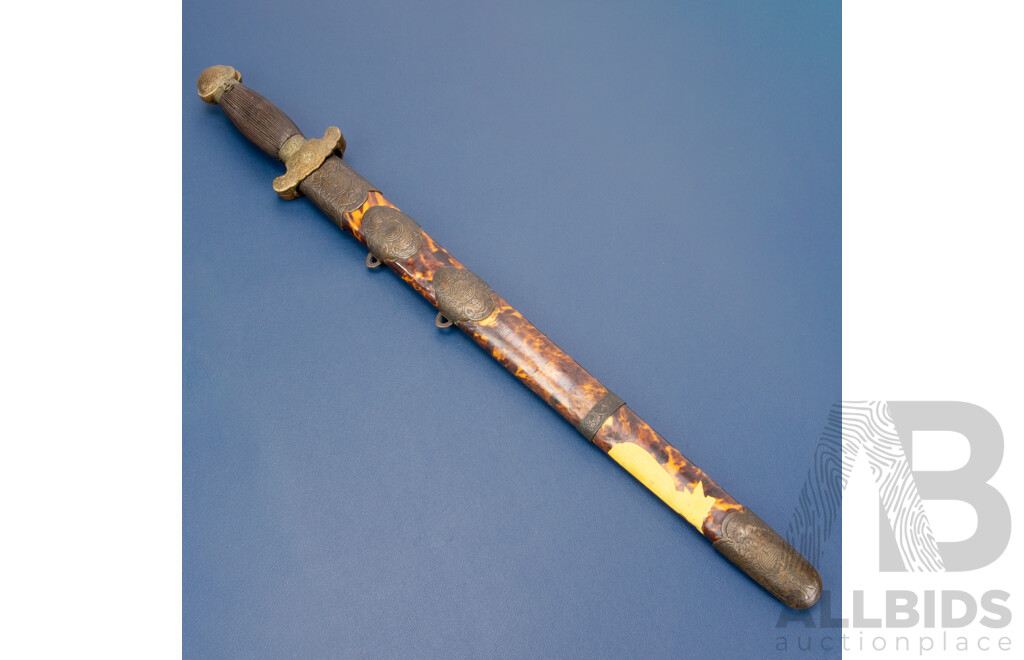 Late 19th Century Chinese Jian Sword in Tortoiseshell Scabbard