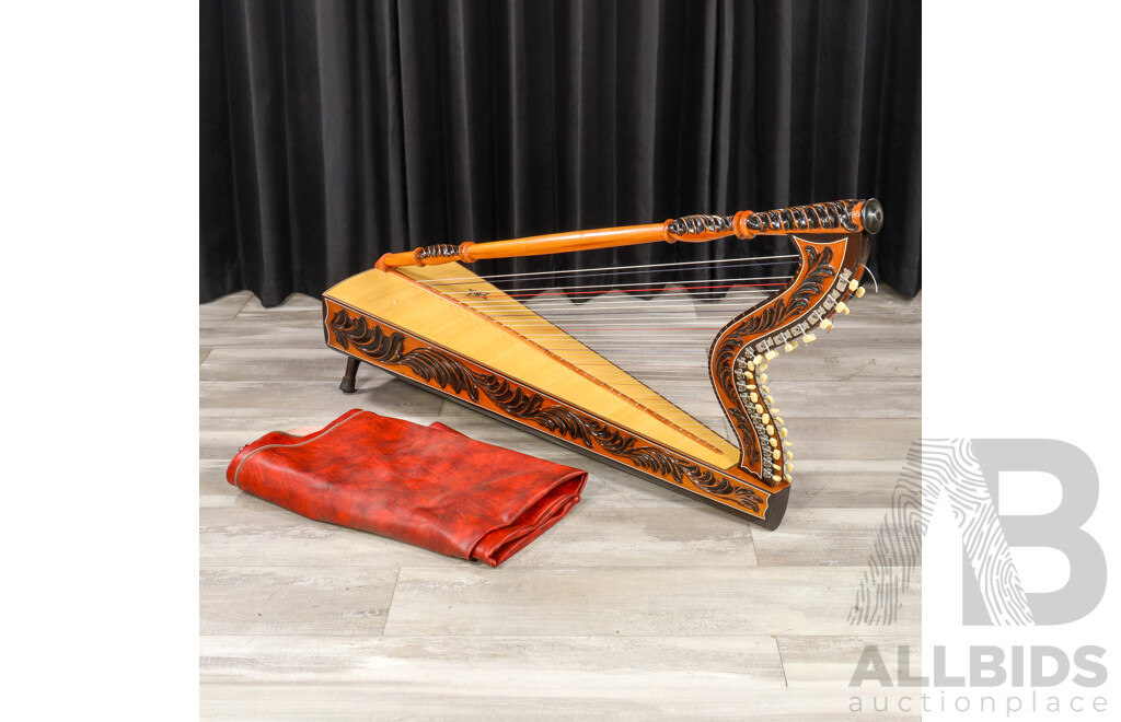 Vintage Costancio Sanabria Paraguayan Harp with Cover