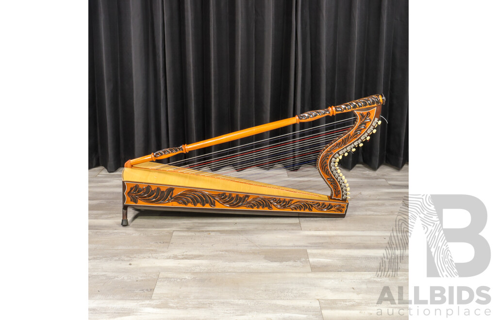 Vintage Costancio Sanabria Paraguayan Harp with Cover