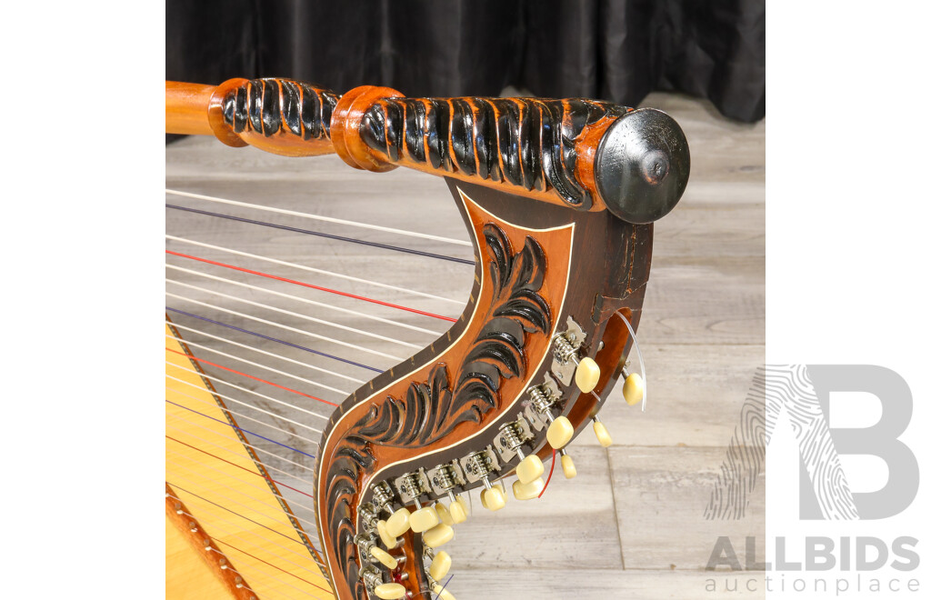 Vintage Costancio Sanabria Paraguayan Harp with Cover