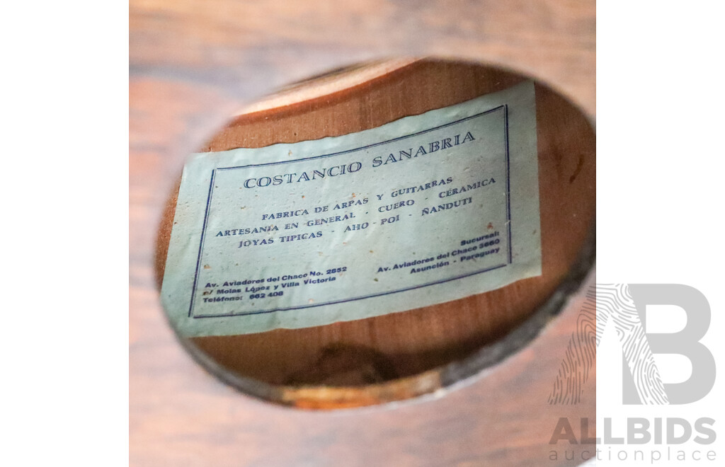 Vintage Costancio Sanabria Paraguayan Harp with Cover