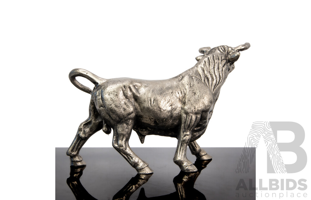 Cast Alloy Stylized Figure of a Raging Bull