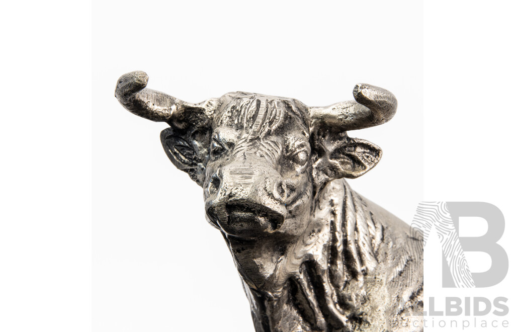 Cast Alloy Stylized Figure of a Raging Bull