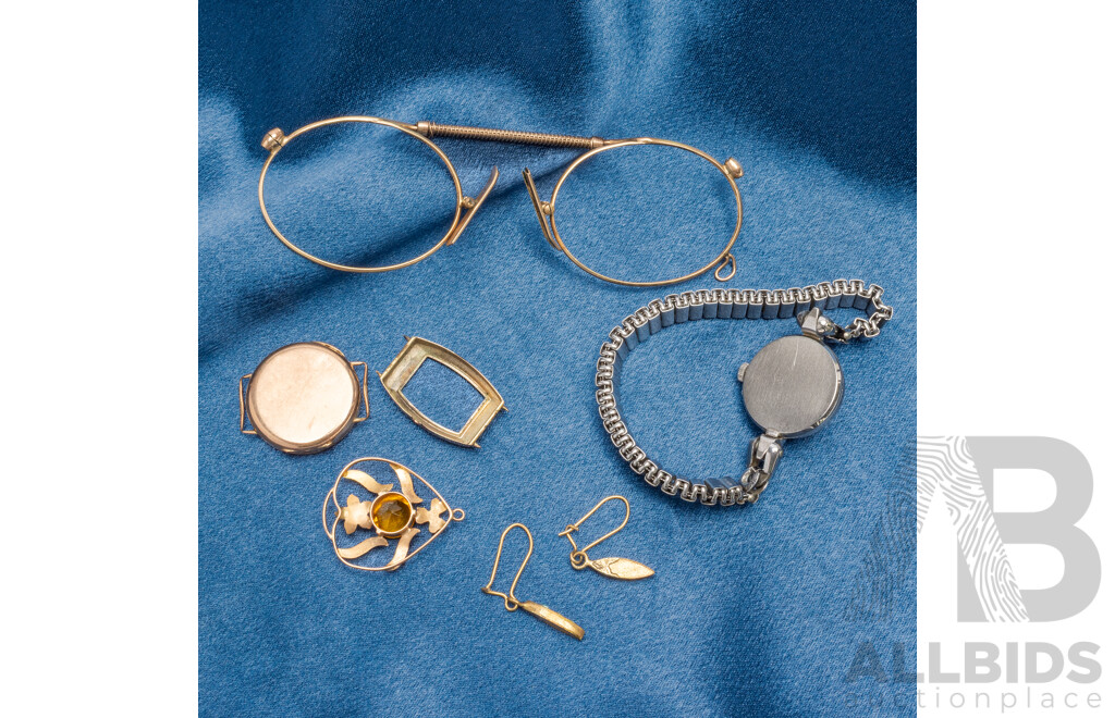 Assorted Gold/Silver Scrap and Vintage Ladies Omega Watch