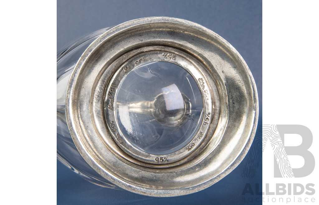 Vintage Glass Decanter with Silver-Plated Cruet Set for Four
