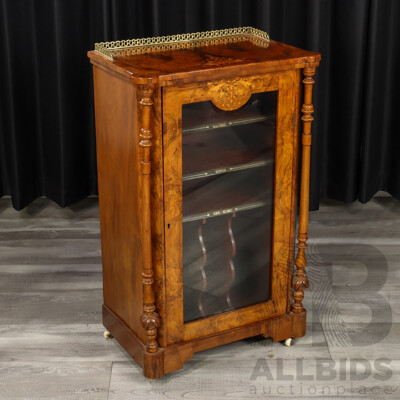 Good Victorian Inlaid Burr Walnut Music Cabinet